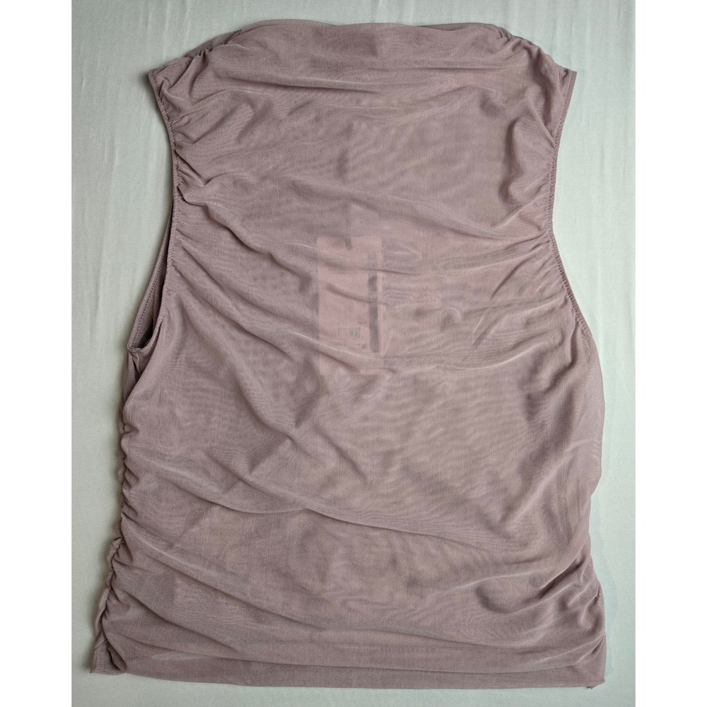 CALIA Womens Mesh Ruched Back Tank Top Mauve Purple Boat Neck Sleeveless Large